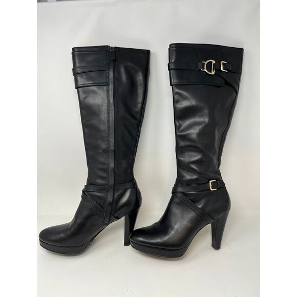 Cole Haan Suede and Patent Leather Boot Nike Sole Lace Up Ankle Tall - 7.5 - Picture 3 of 6